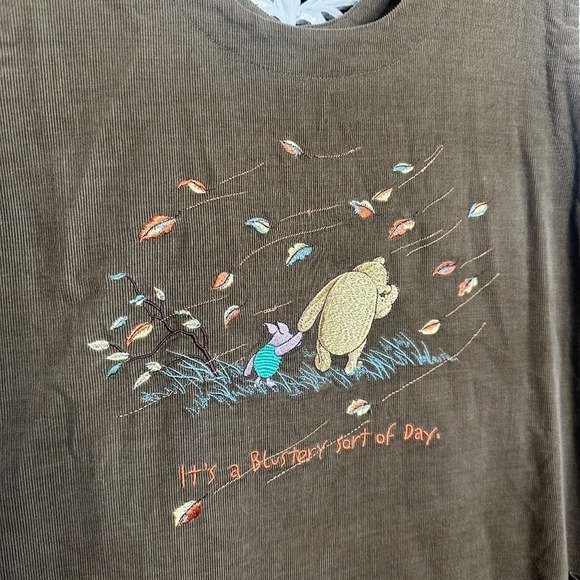 Vtg‎ Disney Catalog Winnie the Pooh Embroidered Micro Corduroy Sleeveless Dress - Picture 2 of 7